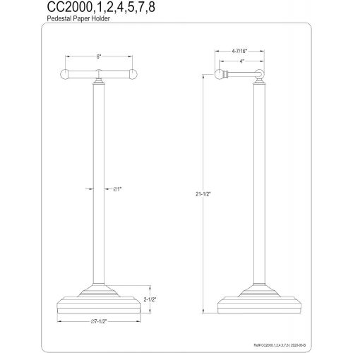  Kingston Brass CC2001 Classic Pedestal Paper Holder, Polished Chrome, 21-1/2 Length