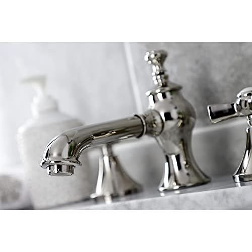  Kingston Brass KC7066ZX Millennium 8 Widespread Lavatory Faucet with Brass Pop-Up, 5-5/8 in Spout Reach, Polished Nickel