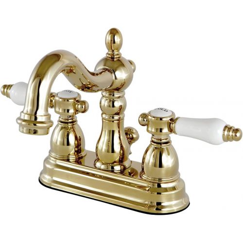  Kingston Brass KS1602BPL Bel Air 4-inch Centerset Lavatory Faucet Pop-Up, 4-3/4 In Spout Reach, Polished Brass