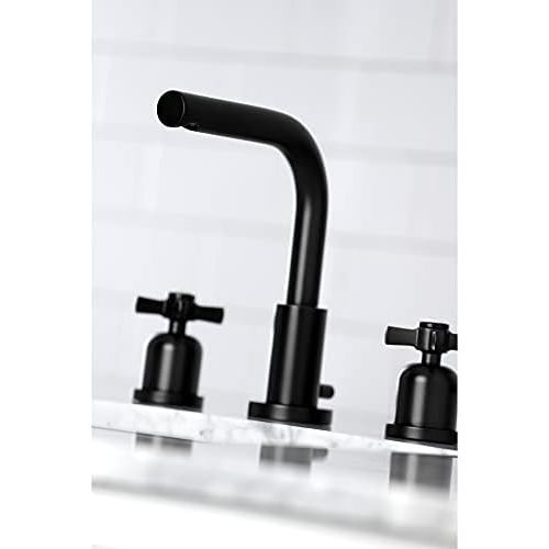  Kingston Brass FSC8950ZX Millennium 8-Inch Widespread Lavatory Faucet with Brass Pop-Up, 5-3/8 Inch in Spout Reach, Matte Black