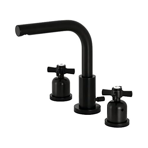  Kingston Brass FSC8950ZX Millennium 8-Inch Widespread Lavatory Faucet with Brass Pop-Up, 5-3/8 Inch in Spout Reach, Matte Black