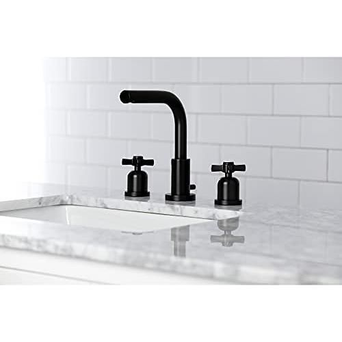  Kingston Brass FSC8950ZX Millennium 8-Inch Widespread Lavatory Faucet with Brass Pop-Up, 5-3/8 Inch in Spout Reach, Matte Black