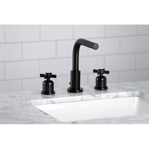  Kingston Brass FSC8950ZX Millennium 8-Inch Widespread Lavatory Faucet with Brass Pop-Up, 5-3/8 Inch in Spout Reach, Matte Black