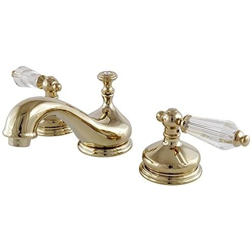  Kingston Brass KS1162WLL Wilshire Widespread Lavatory Faucet Pop-Up, 5-1/2 in Spout Reach, Polished Brass