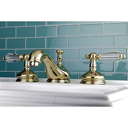  Kingston Brass KS1162WLL Wilshire Widespread Lavatory Faucet Pop-Up, 5-1/2 in Spout Reach, Polished Brass