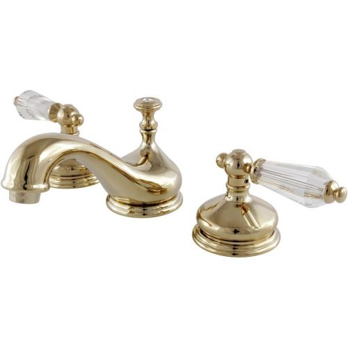  Kingston Brass KS1162WLL Wilshire Widespread Lavatory Faucet Pop-Up, 5-1/2 in Spout Reach, Polished Brass