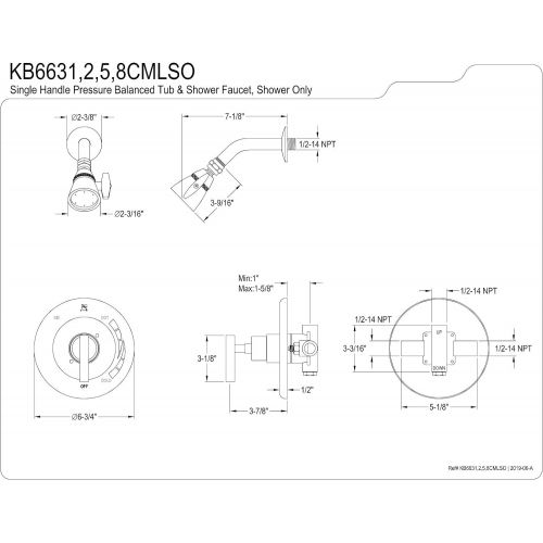  Kingston Brass KB6638CMLSO Manhattan Tub and Shower Faucet, 7-Inch, Satin Nickel