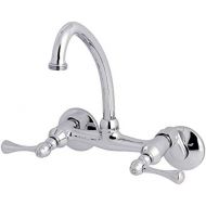 Kingston Brass KS374C Kingston 6-Inch Adjustable Center Wall Mount Laundry Faucet, Polished Chrome