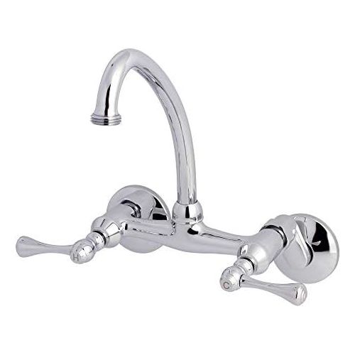  Kingston Brass KS374C Kingston 6-Inch Adjustable Center Wall Mount Laundry Faucet, Polished Chrome