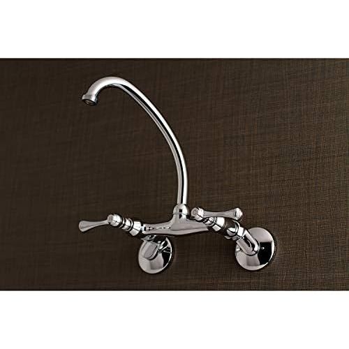  Kingston Brass KS374C Kingston 6-Inch Adjustable Center Wall Mount Laundry Faucet, Polished Chrome