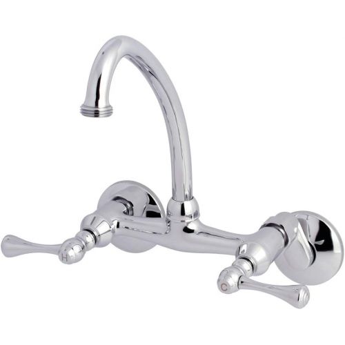  Kingston Brass KS374C Kingston 6-Inch Adjustable Center Wall Mount Laundry Faucet, Polished Chrome