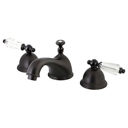  Kingston Brass KS3965WLL Wilshire Widespread Lavatory Faucet with Crystal Lever Handle, Oil Rubbed Bronze