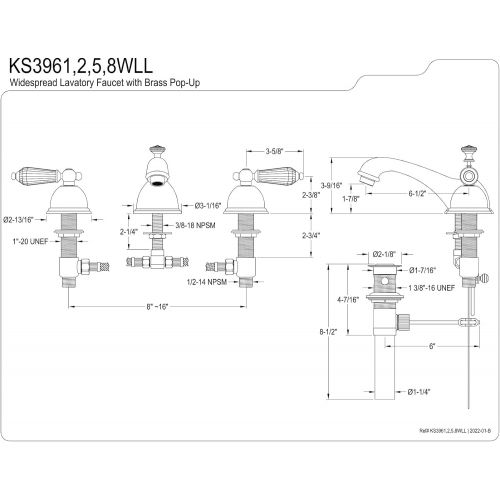  Kingston Brass KS3965WLL Wilshire Widespread Lavatory Faucet with Crystal Lever Handle, Oil Rubbed Bronze