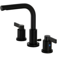 Kingston Brass FSC8950NDL NuvoFusion 8 Widespread Lavatory Faucet with Brass Pop-Up, 5-3/8 in Spout Reach, Matte Black