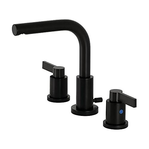  Kingston Brass FSC8950NDL NuvoFusion 8 Widespread Lavatory Faucet with Brass Pop-Up, 5-3/8 in Spout Reach, Matte Black