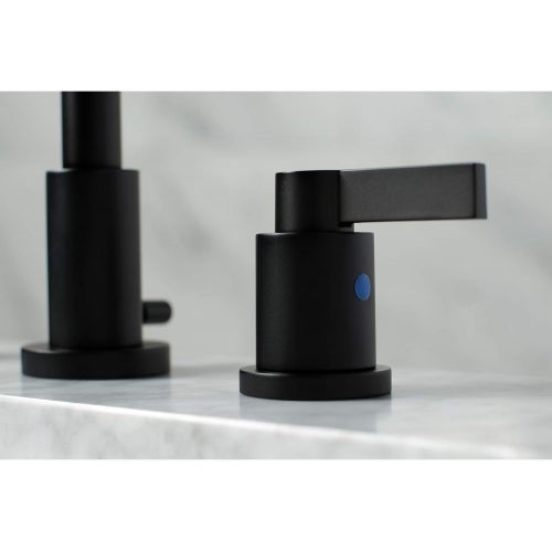  Kingston Brass FSC8950NDL NuvoFusion 8 Widespread Lavatory Faucet with Brass Pop-Up, 5-3/8 in Spout Reach, Matte Black
