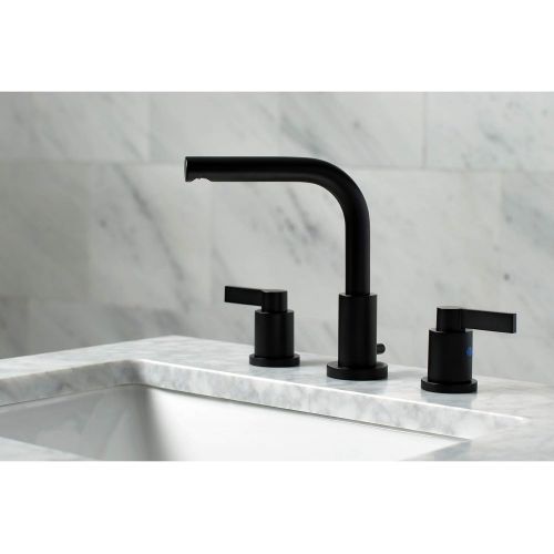  Kingston Brass FSC8950NDL NuvoFusion 8 Widespread Lavatory Faucet with Brass Pop-Up, 5-3/8 in Spout Reach, Matte Black