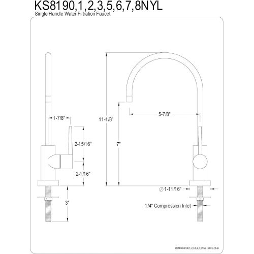  Kingston Brass KS8197NYL New York Single-Handle Cold Water Filtration Faucet, Brushed Brass
