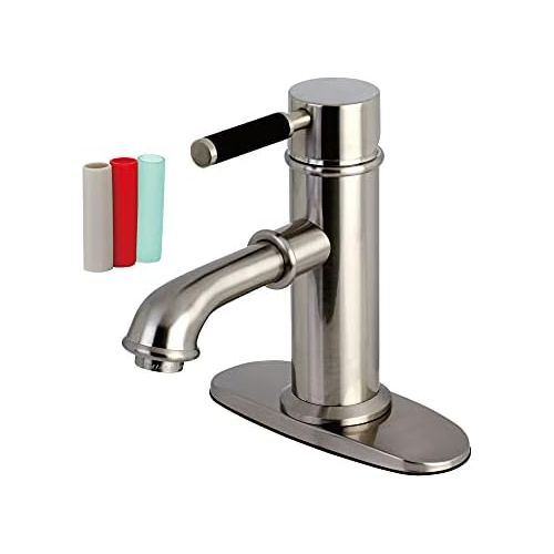  Kingston Brass KS7415DKL Kaiser Lavatory Faucet with Brass Pop-Up and Plate, 5-1/8 in Spout Reach, Oil Rubbed Bronze