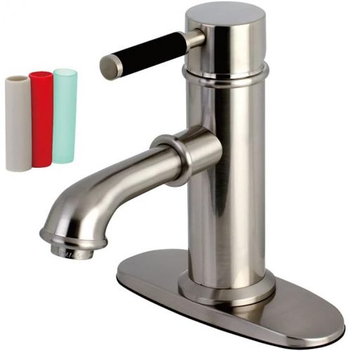  Kingston Brass KS7415DKL Kaiser Lavatory Faucet with Brass Pop-Up and Plate, 5-1/8 in Spout Reach, Oil Rubbed Bronze