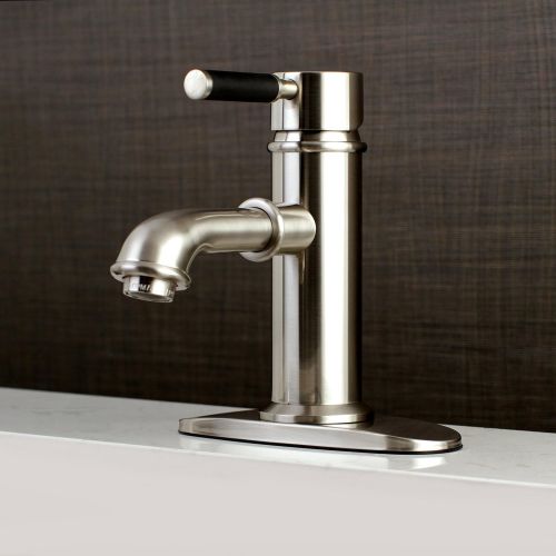  Kingston Brass KS7415DKL Kaiser Lavatory Faucet with Brass Pop-Up and Plate, 5-1/8 in Spout Reach, Oil Rubbed Bronze