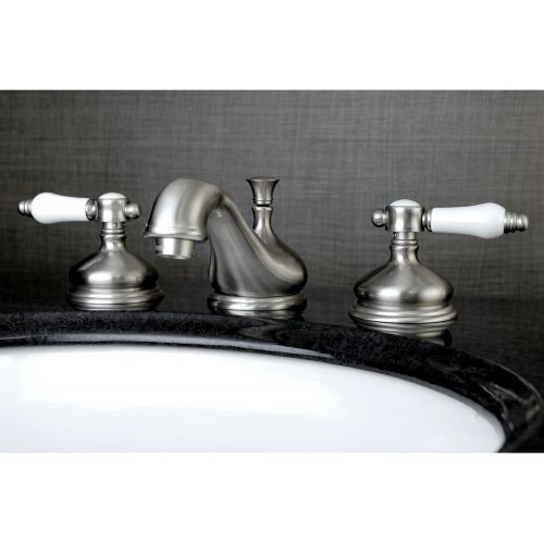  Kingston Brass KS1161BPL Bel Air Widespread Lavatory Faucet with Brass Pop-Up, 5-1/2 In Spout Reach, Polished Chrome
