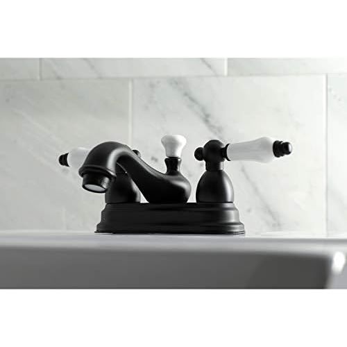  Kingston Brass KS3600PL Restoration 4 Centerset Lavatory Faucet, Matte Black