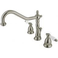 Kingston Brass KS1998PL Heritage Widespread Lavatory Faucet with Handle Pop-Up, Brushed Nickel