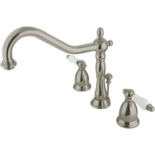  Kingston Brass KS1998PL Heritage Widespread Lavatory Faucet with Handle Pop-Up, Brushed Nickel