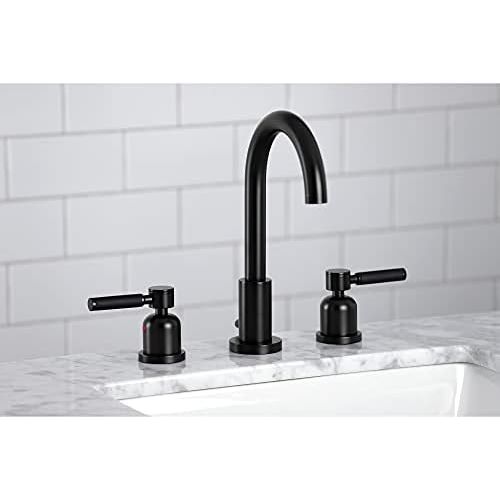  Kingston Brass FSC8920DKL Kaiser 8-Inch Widespread Lavatory Faucet with Brass Pop-Up, 5-3/8 Inch in Spout Reach, Matte Black