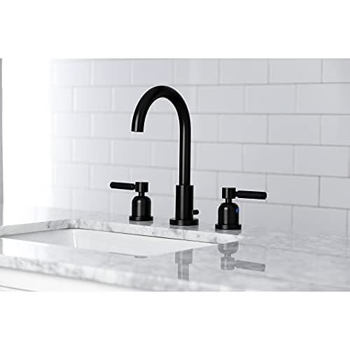  Kingston Brass FSC8920DKL Kaiser 8-Inch Widespread Lavatory Faucet with Brass Pop-Up, 5-3/8 Inch in Spout Reach, Matte Black