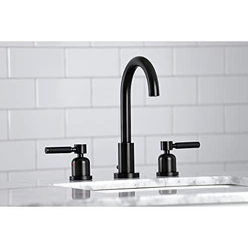  Kingston Brass FSC8920DKL Kaiser 8-Inch Widespread Lavatory Faucet with Brass Pop-Up, 5-3/8 Inch in Spout Reach, Matte Black