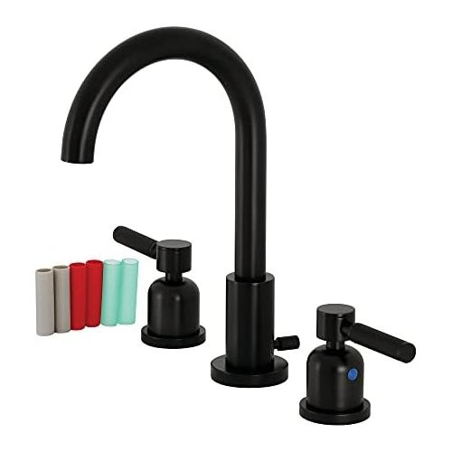  Kingston Brass FSC8920DKL Kaiser 8-Inch Widespread Lavatory Faucet with Brass Pop-Up, 5-3/8 Inch in Spout Reach, Matte Black