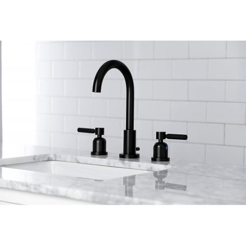  Kingston Brass FSC8920DKL Kaiser 8-Inch Widespread Lavatory Faucet with Brass Pop-Up, 5-3/8 Inch in Spout Reach, Matte Black