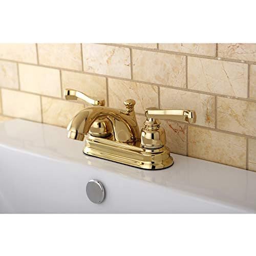  Kingston Brass KB5602FL 4-Inch Centerset Lavatory Faucet, 4, Polished Brass