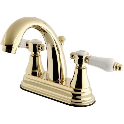  Kingston Brass KS7612BPL Bel Air 4-inch Centerset Lavatory Faucet Pop-Up, 4-3/4 In Spout Reach, Polished Brass