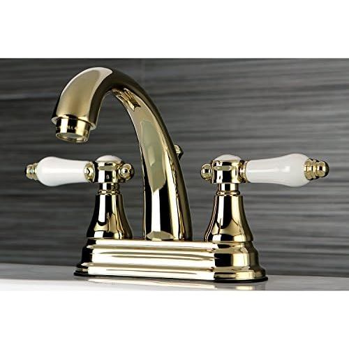  Kingston Brass KS7612BPL Bel Air 4-inch Centerset Lavatory Faucet Pop-Up, 4-3/4 In Spout Reach, Polished Brass