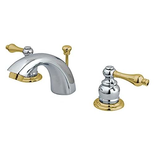  Kingston Brass KB944AL Victorian Mini Widespread Lavatory Faucet with Metal lever handle, Polished Chrome and Polished Brass