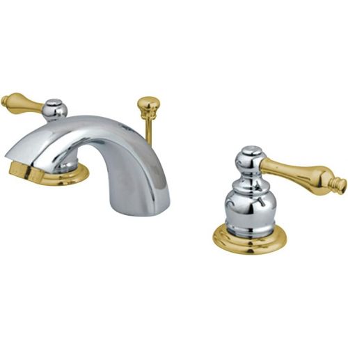  Kingston Brass KB944AL Victorian Mini Widespread Lavatory Faucet with Metal lever handle, Polished Chrome and Polished Brass