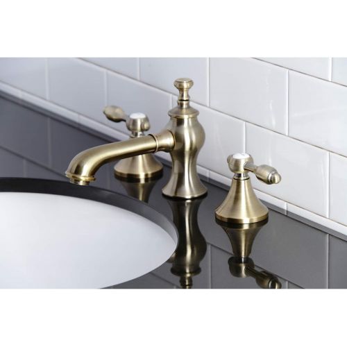  Kingston Brass KC7063TAL Tudor 8 in. Widespread Bathroom Faucet, Antique Brass