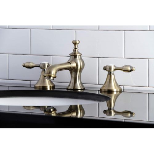  Kingston Brass KC7063TAL Tudor 8 in. Widespread Bathroom Faucet, Antique Brass