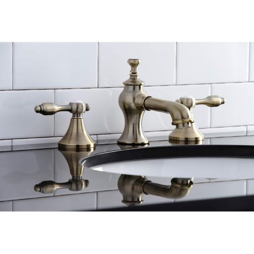  Kingston Brass KC7063TAL Tudor 8 in. Widespread Bathroom Faucet, Antique Brass