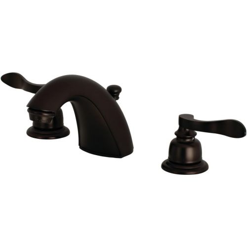  Kingston Brass FB8955NFL NuWave French Mini-Widespread Lavatory Faucet with Retail Pop-Up, 5 in Spout Reach, Oil Rubbed Bronze