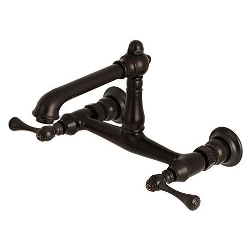  Kingston Brass KS7245BL English Country Wall Mount Vessel Sink Faucet, 6-5/8 in Spout Reach, Oil Rubbed Bronze