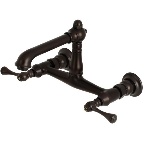  Kingston Brass KS7245BL English Country Wall Mount Vessel Sink Faucet, 6-5/8 in Spout Reach, Oil Rubbed Bronze