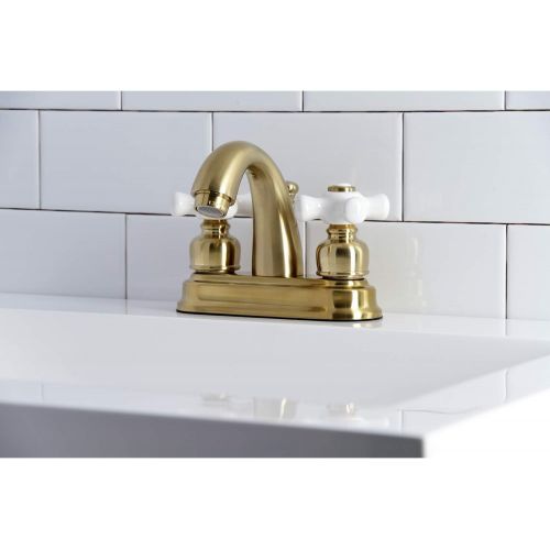  Kingston Brass KB5617PX Restoration 4-Inch Centerset Bathroom Faucet, Brushed Brass