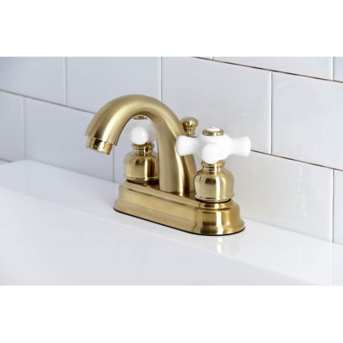  Kingston Brass KB5617PX Restoration 4-Inch Centerset Bathroom Faucet, Brushed Brass