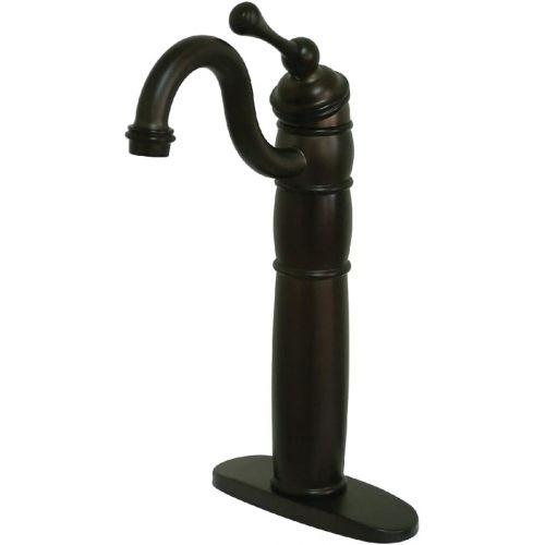  Kingston Brass KB1425BL Heritage Vessel Sink Faucet with Optional Cover Plate, Oil Rubbed Bronze