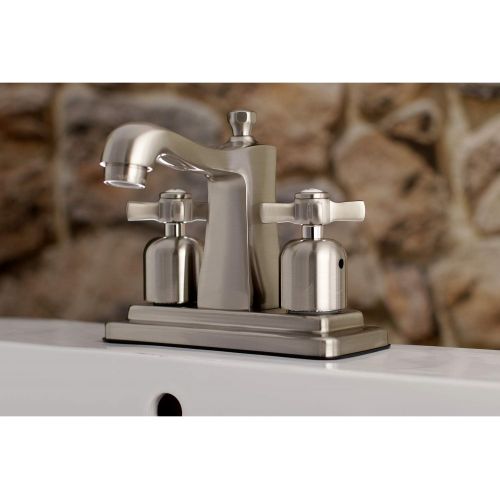  Kingston Brass FB4648ZX Millennium 4-Inch Center set Lavatory Faucet with Retail Pop-Up, Brushed Nickel