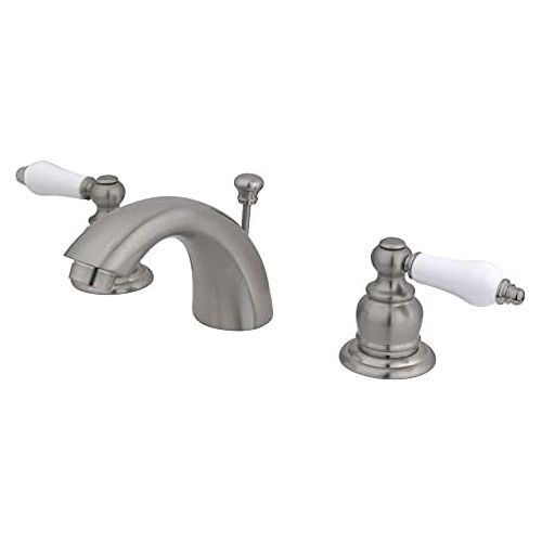  Kingston Brass KB958PL Victorian Mini Widespread Lavatory Faucet with Brass Pop-Up, Brushed Nickel